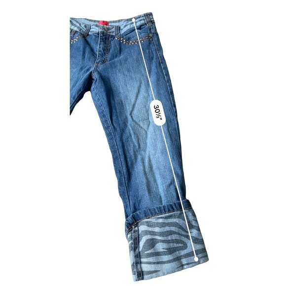 V Christina Y2K Capri Crop Jeans 8 Medium Wash Studded 90s Mobwife Western - Picture 10 of 10